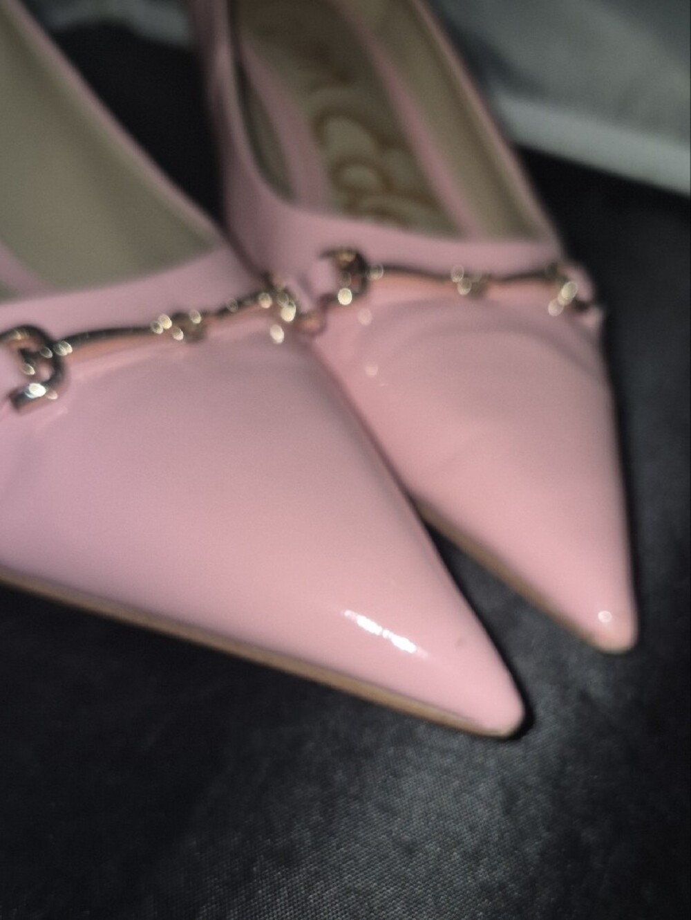 Women's sz 9 Sam Edelman Pink Patent Pointed Toe Kitten Heel Pumps - Picture 10 of 10